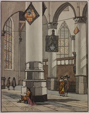 PLOOS van AMSTEL, CORNELIS. Nine color-printed etchings after 17th century Dutch master drawings,